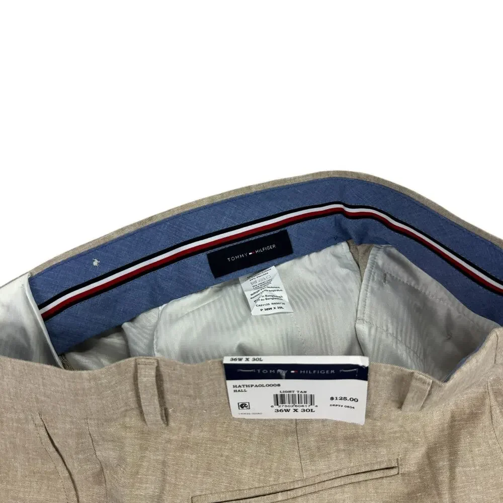 Tommy Hilfiger Mens Hall Modern Fit Linen Blend Suit Pants Tan 36x30